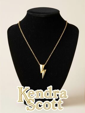 Kendra Scott-Gold Lightning Bolt Pendant Necklace - EUC- $98 Retail